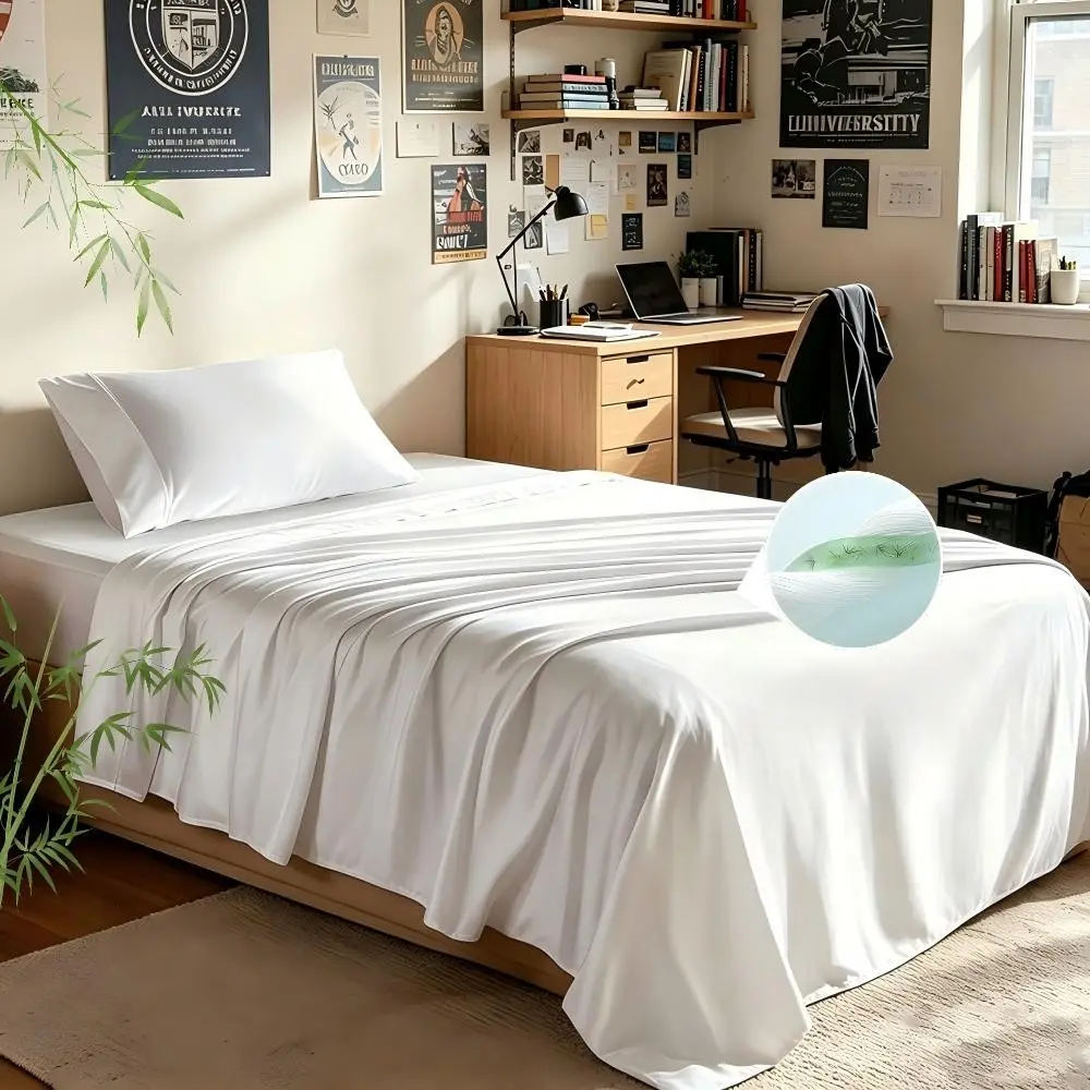 Luxurious Bamboo Fiber Bedding Set, Includes Sheet, Pillowcase, Breathable and Moisture-Wicking, Ideal for Bedroom, Hotel, Gift, Soft Comfy Bedding