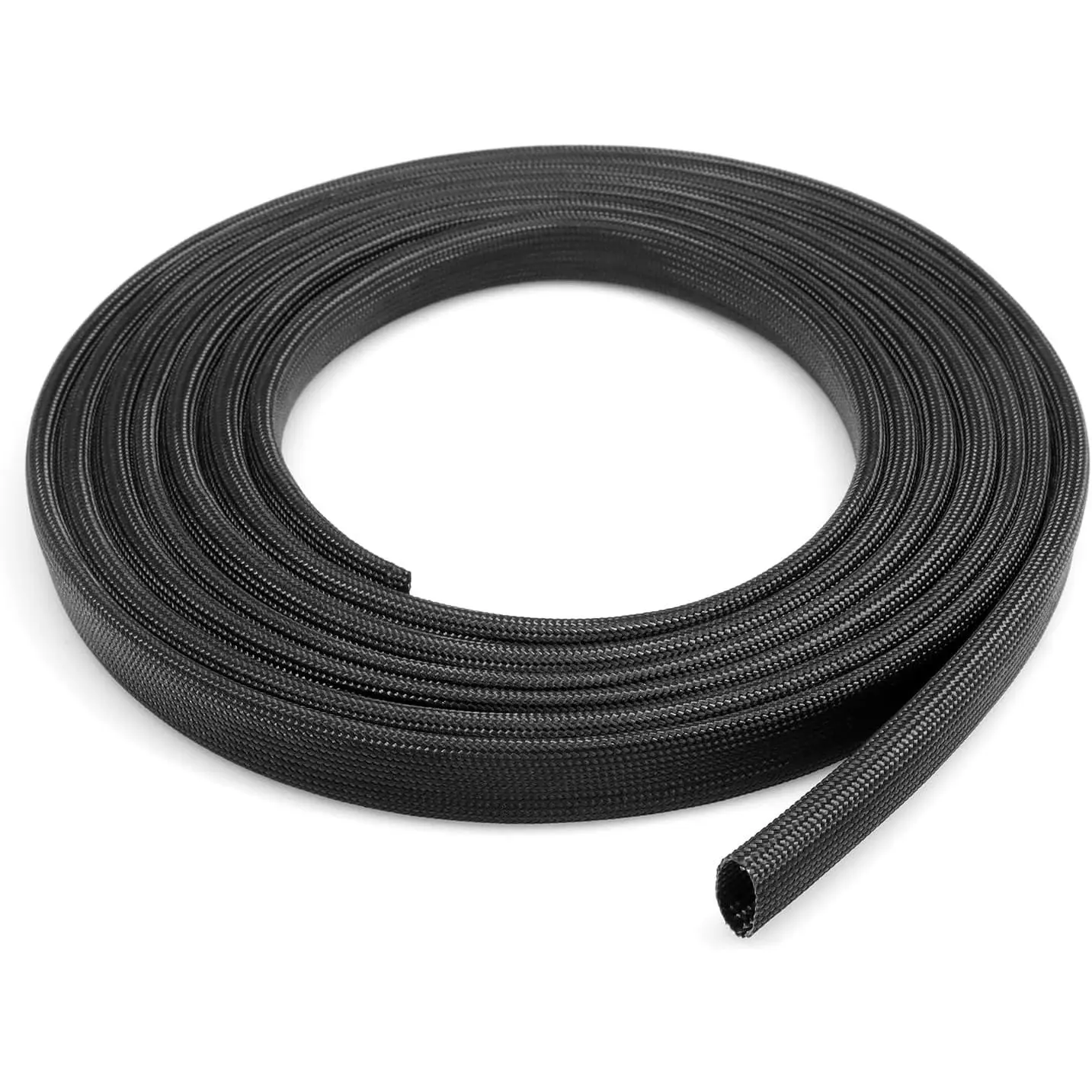 Braided Fiberglass Sleeve, 10ft High Temp  Sleeve, Flexible  Management  Protector for  Wire Loom Protection (Black, 1/4")
