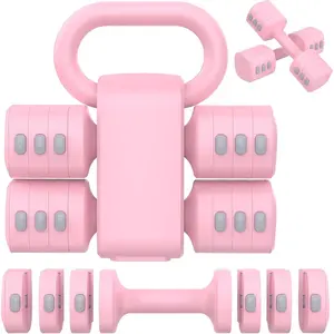 2-in-1 Adjustable Dumbbells Set, 4 Levels Weight Dumbbells Set for Women Men, Each 2.2/3.3/4.4/5.5lb Hand Weights with Kettlebell Form for  Gym Exercise