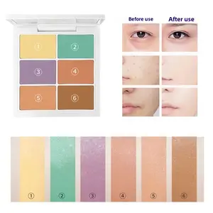 6-Color Concealer Palette, Covers Spots, Dark Circles and Redness, Brightens Skin Tone, Long-Lasting Foundation Concealer Cream, Solves Multiple Skin Blemishes with One Palette