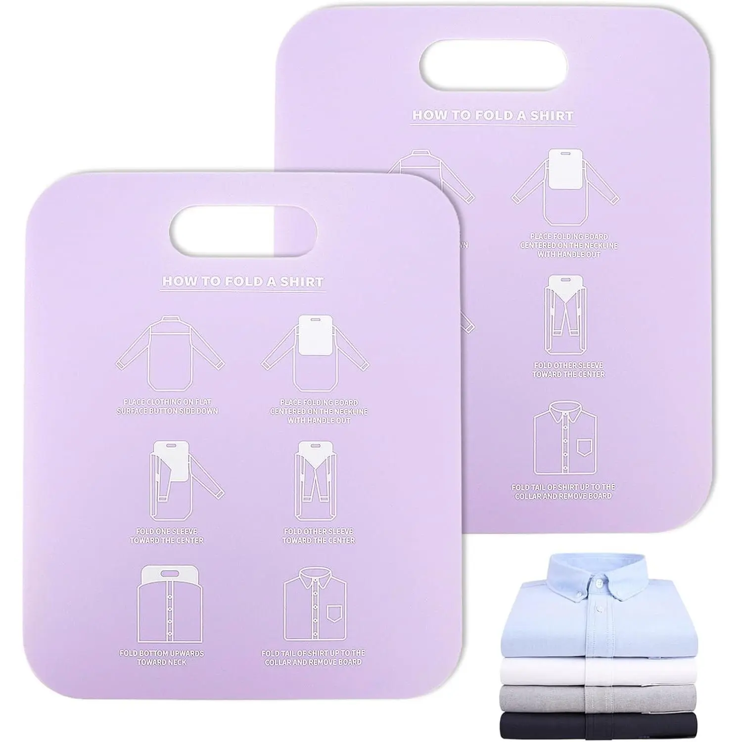 2Pcs Shirt Folding Board, Portable Clothes Folder, Plastic Laundry Folders for Travel