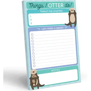Daily To Do List Notepad - 50 Sheets 5.5 x 8.5” Productivity Task Planner and Habit Tracker Pad - Cute Otter Gift Idea and Office Supplies to Reach Goals and Track Tasks and Appointments