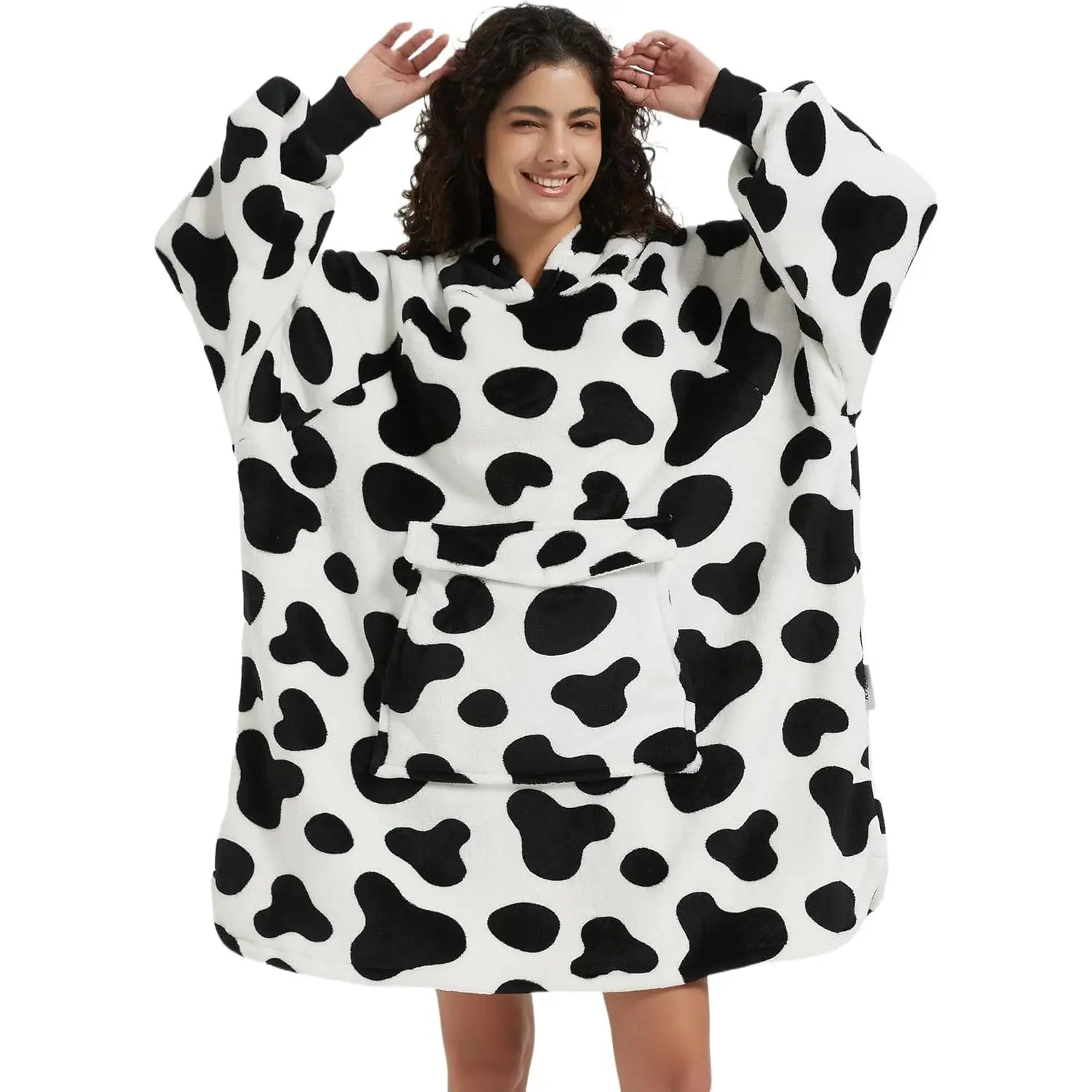 Giant Wearable Blanket Hoodie for Adults, Oversized Soft Fleece Hooded Blanket with Sleeves, Ideal for Lounging, WFH, Camping, Christmas, Valentine, Birthday Gifts & Care Packages