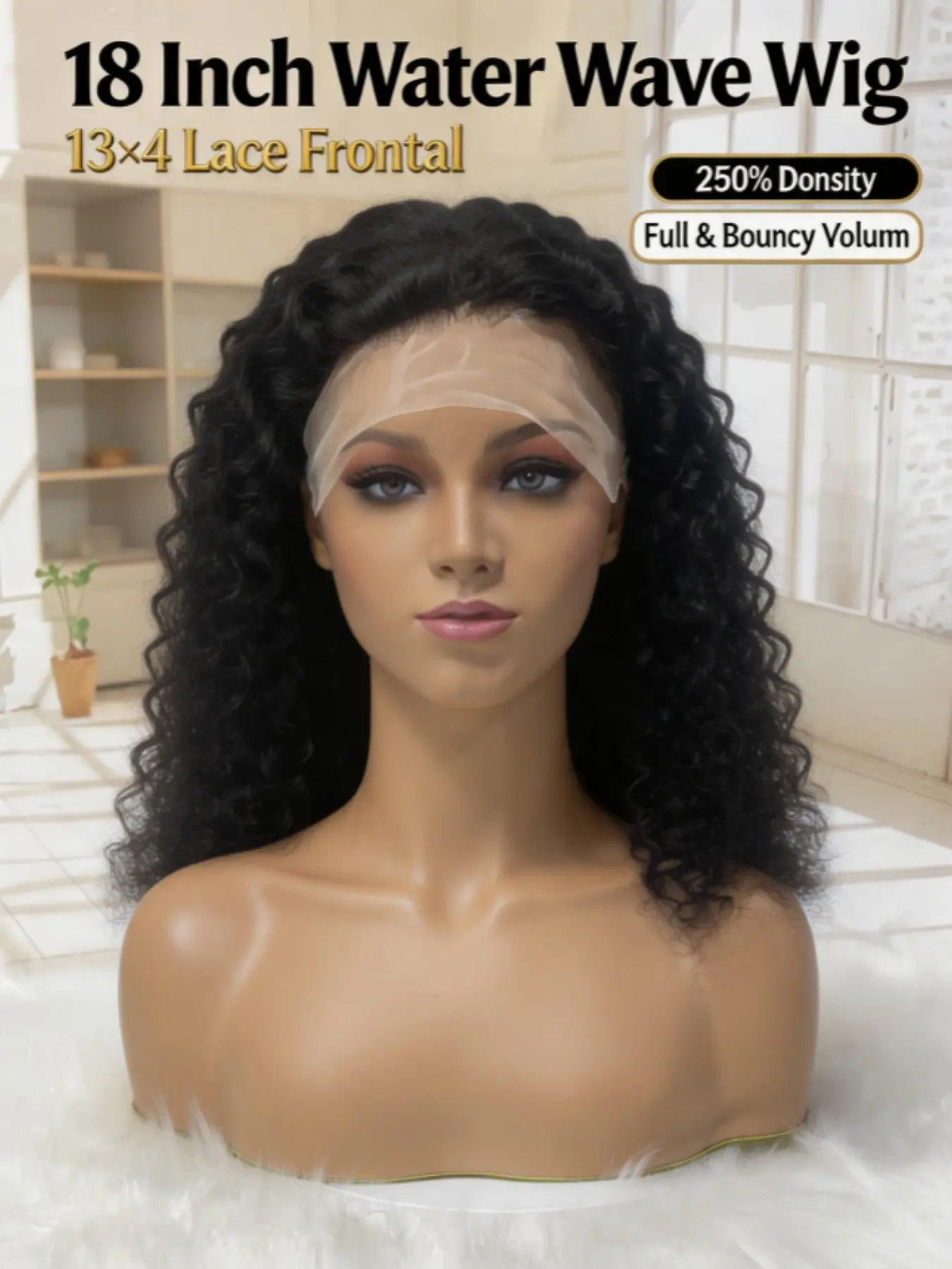 Anytime Double Layer 250% Density Ombre 18 Inch Wavy Human Hair Frontal Wig, 13x4 Front Double Lace, Suitable for All Women, Human Wigs