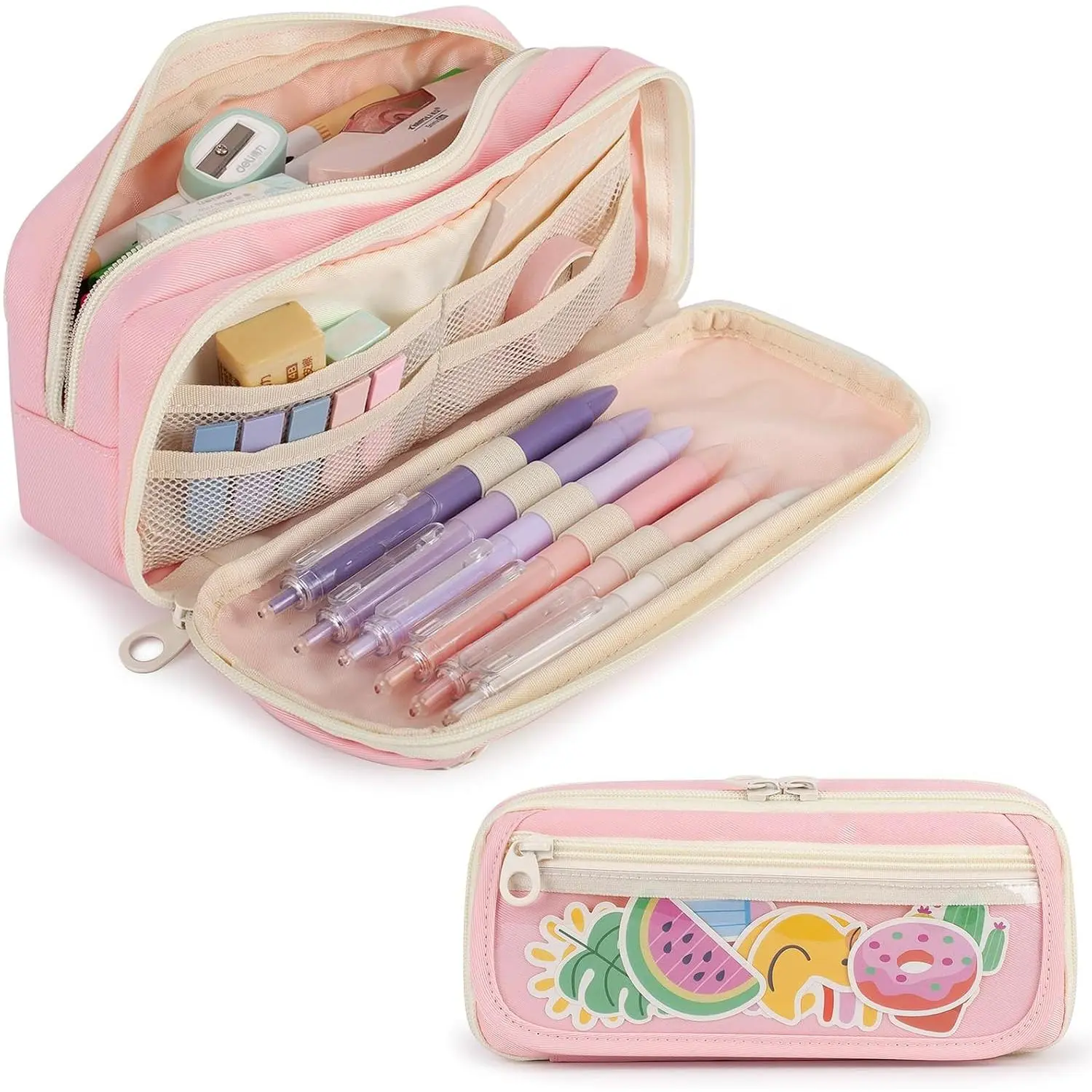 Large Capacity Pencil Case with Compartments for Girls, Pen Bag for School | Multi-Compartment Pencil Case Massive Storage Capacity Durable Zipper Students College Office Stationery Essentials