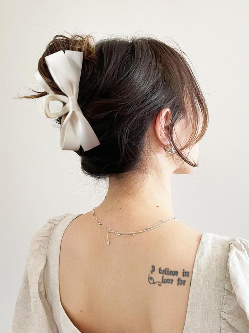 Simple Plain Bowknot Design Hair Claw Clips As Gift, Casual Versatile Large Hair Accessories for Women, Girl's Temperament All-match Hair Accessories