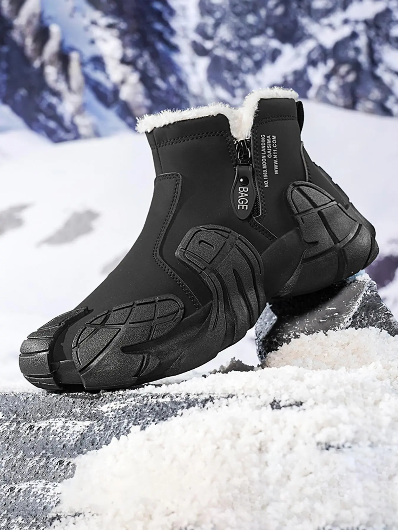 Men's Fashion Snow Boots: Mecha Style Fleece-Lined Snow Boots with Hardcore Outsole & Chelsea Boot Design, Anti-Freeze & Stylish for Winter Outdoor & Daily Commute, Warm, Non-Slip & Tough, Fall/Winter New Arrival, Non-Slip & Breathable for Everyday Wear