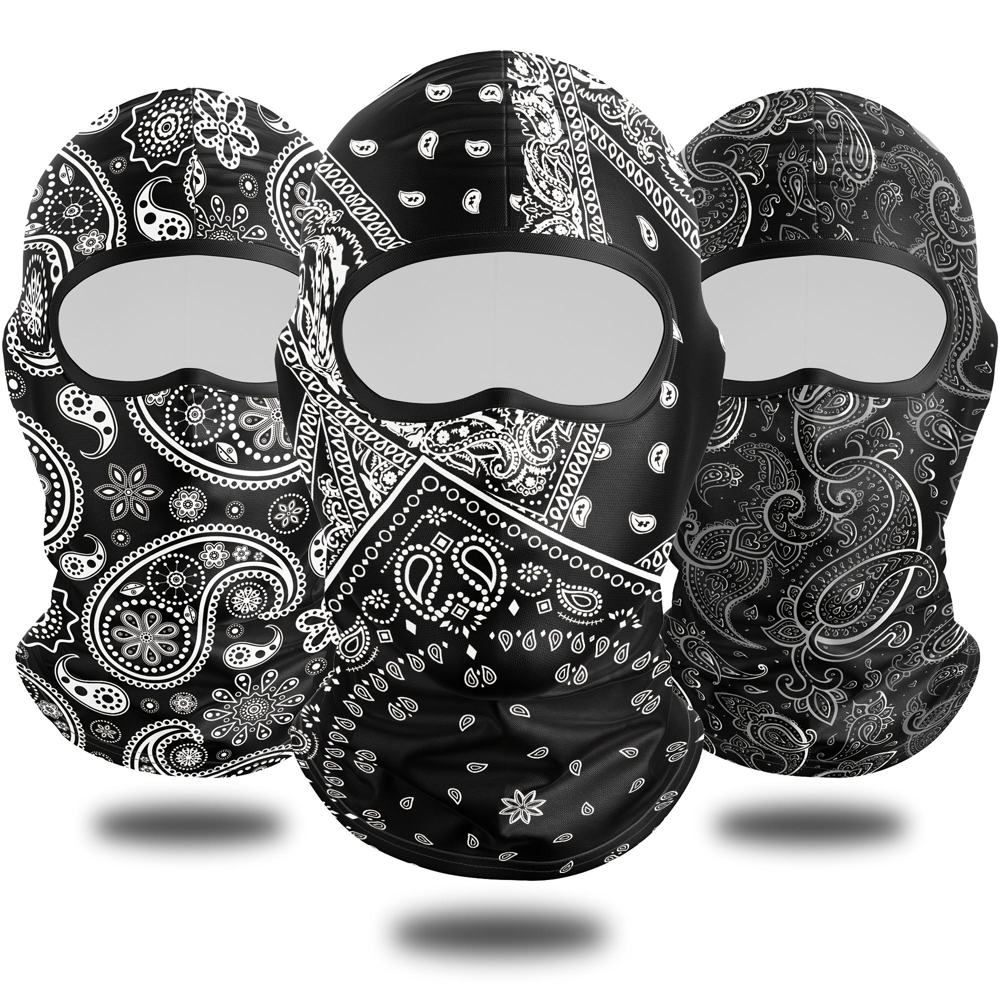 1pc Stylish Paisley Series Balaclava - Breathable, Hand-Washable Polyester Full-Face Mask with Eye Holes, Ideal for Outdoor Activities in Summer & Winter, Black
