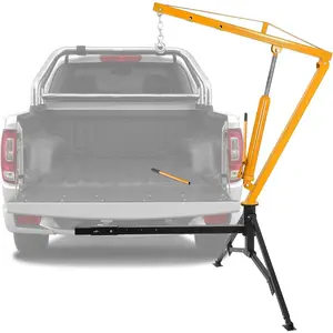 Garvee Hydraulic Hitch-Mount Truck Crane Hoist – 1000 lbs Capacity – 3-Position Adjustable Boom (500/750/1000 lbs) – Collapsible Jib with Winch for Pickup Truck Vehicle Loading – Heavy Duty Workshop Equipment