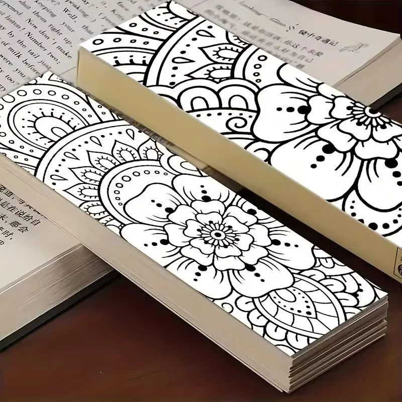 32 Datura coloring bookmark sets-black and white complex patterns, flowers and Datura designs, Christmas and birthday coloring activities.