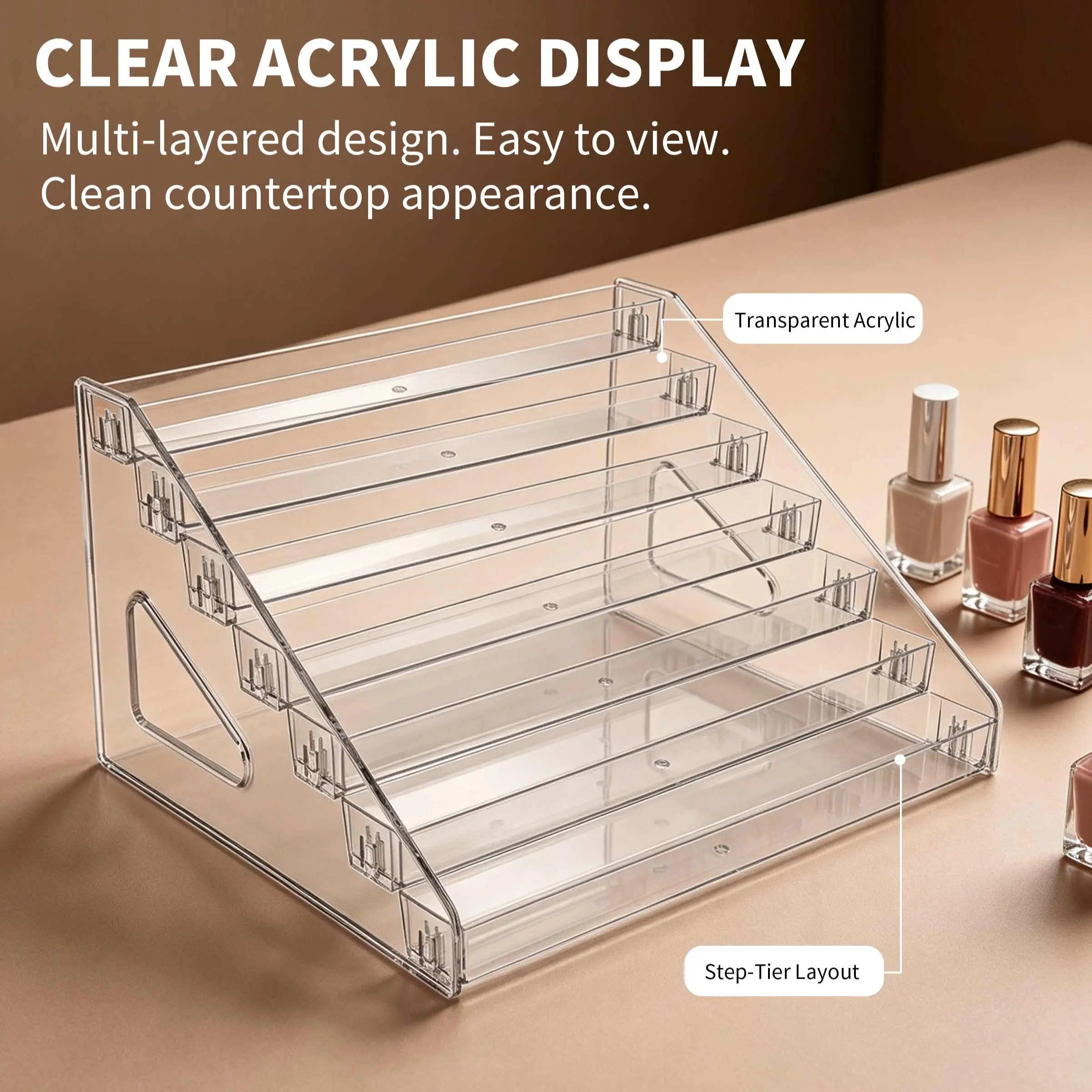 5/6/7 Layers Multifunctional Acrylic Organizer, Suitable for Nail Polish, Cosmetics, Fashion Glasses and Essential Oils - Easy Installation, Durable Display Stand with Polished Surface, Perfume Organizer