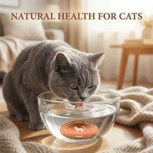 Copper Pet Water Bowl, Three-Point Support Design, 99.9% Pure Copper, Reusable, Physical Filtration, Easy to Use, Cat Pattern