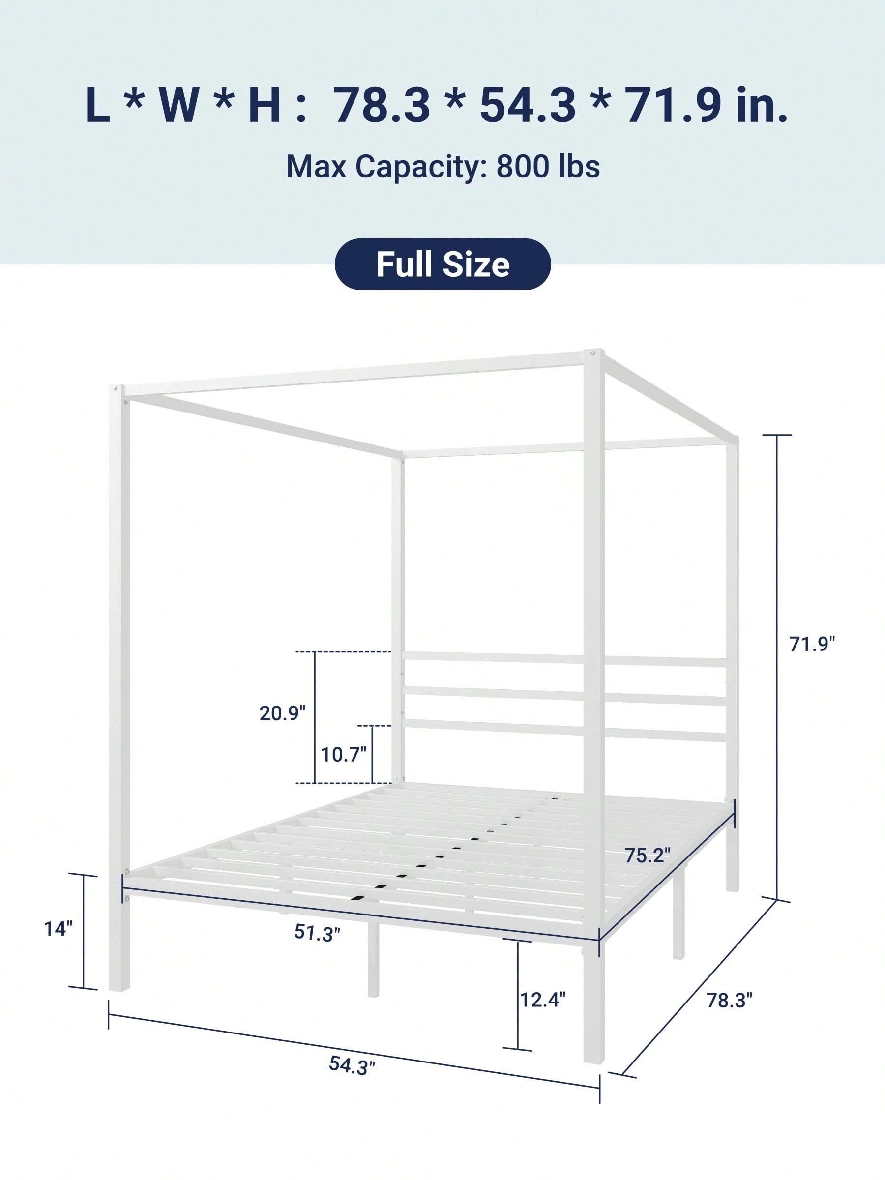 - Full/Queen Size Allewie Black Canopy Bed, 4-Post Metal Frame, Metal Slats Support (5.4" Spacing), No Box Spring Needed, Noise-Free, Easy Assembly for Bedroom