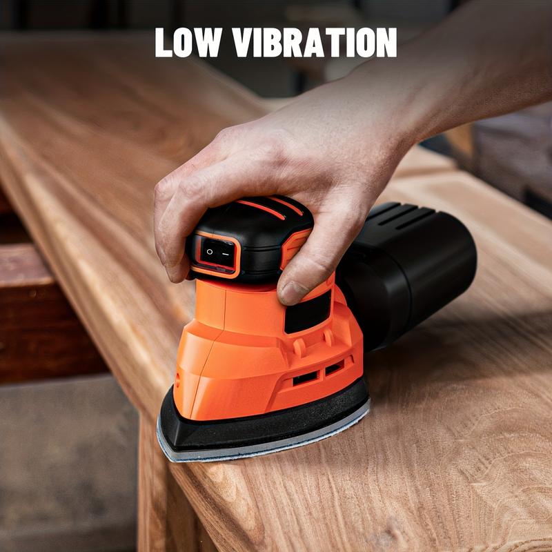 Electric Sander & Grinder with 12 Sandpaper Sheets, Dust Collection System - Corded Electric Tool Suitable for Paint Removal, Wood & Steel Preparation, Compatible for Small Space Sanding, Polishing, Grinding (for home DIY &)