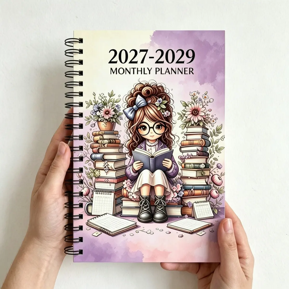 Three-Year Calendar Planner 2027-2029, Calendar Design, Book Lover Theme Cover, Monthly Tabs, 36 Months, Thick Paper, Perfect Gift for Birthdays and Holidays, Calendars Planners