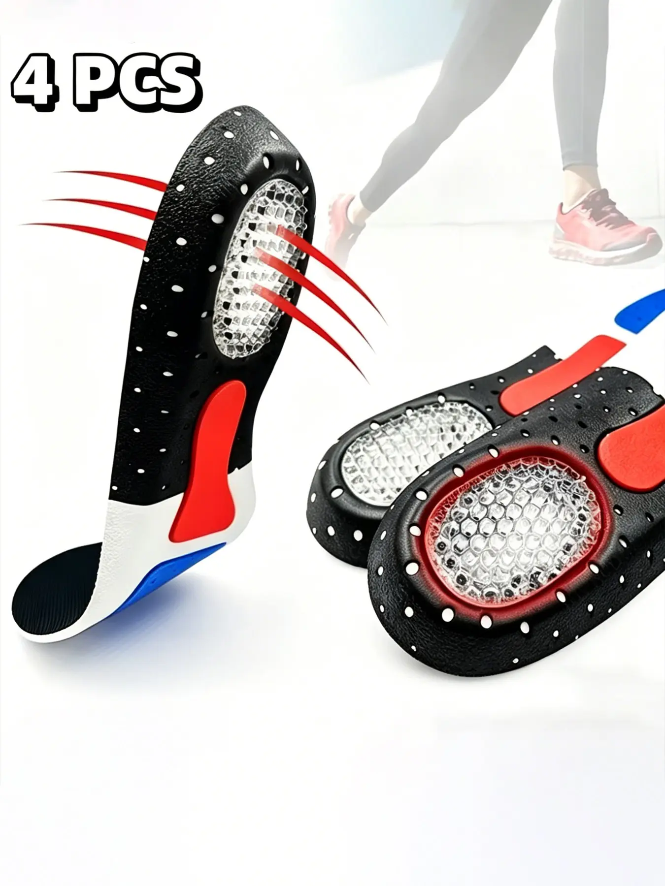 2 Pairs Memory EVA Shoe Insoles, Breathable Shock‑Absorbing Shoe Pads, Unisex All‑Season Sports Shoe Inserts