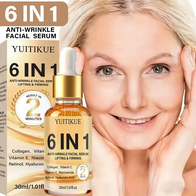 Yuitikue Anti-Wrinkle Facial Serum, 6-In-1 Collagen Tightening, 30ML, Liquid Form, for Mature Skin, 12 Months Shelf Life