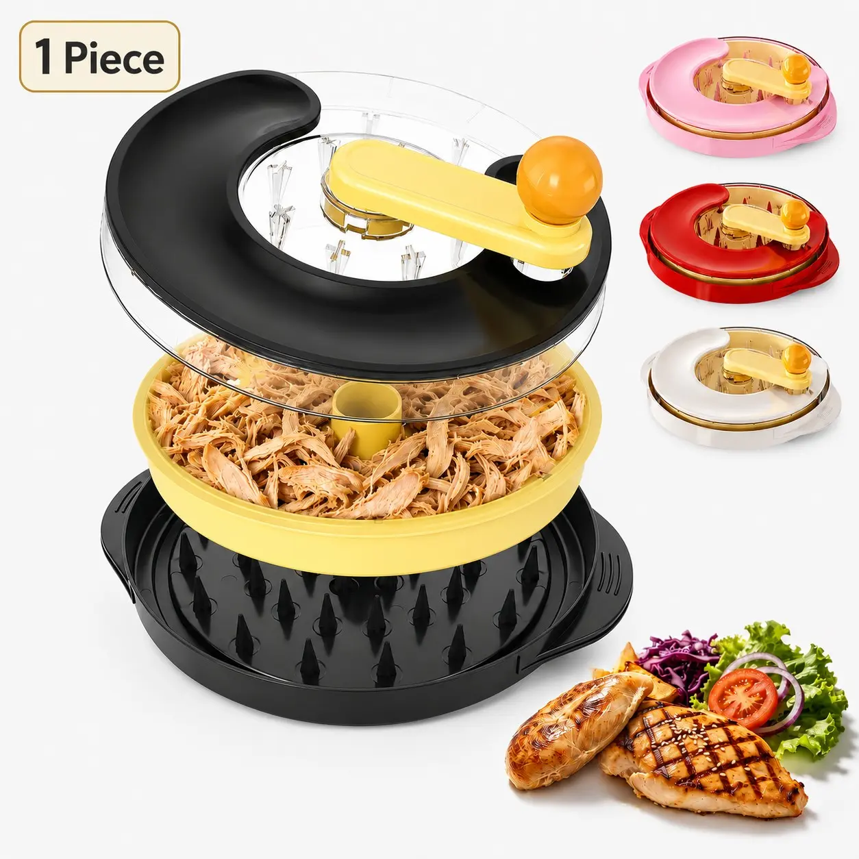 Manual Rotary Meat Grinder, 360° Handle Detachable Chicken Pork Chopper, Sharp Teeth Base, Ideal for BBQ, Salad, Fitness Meals, 1 Piece