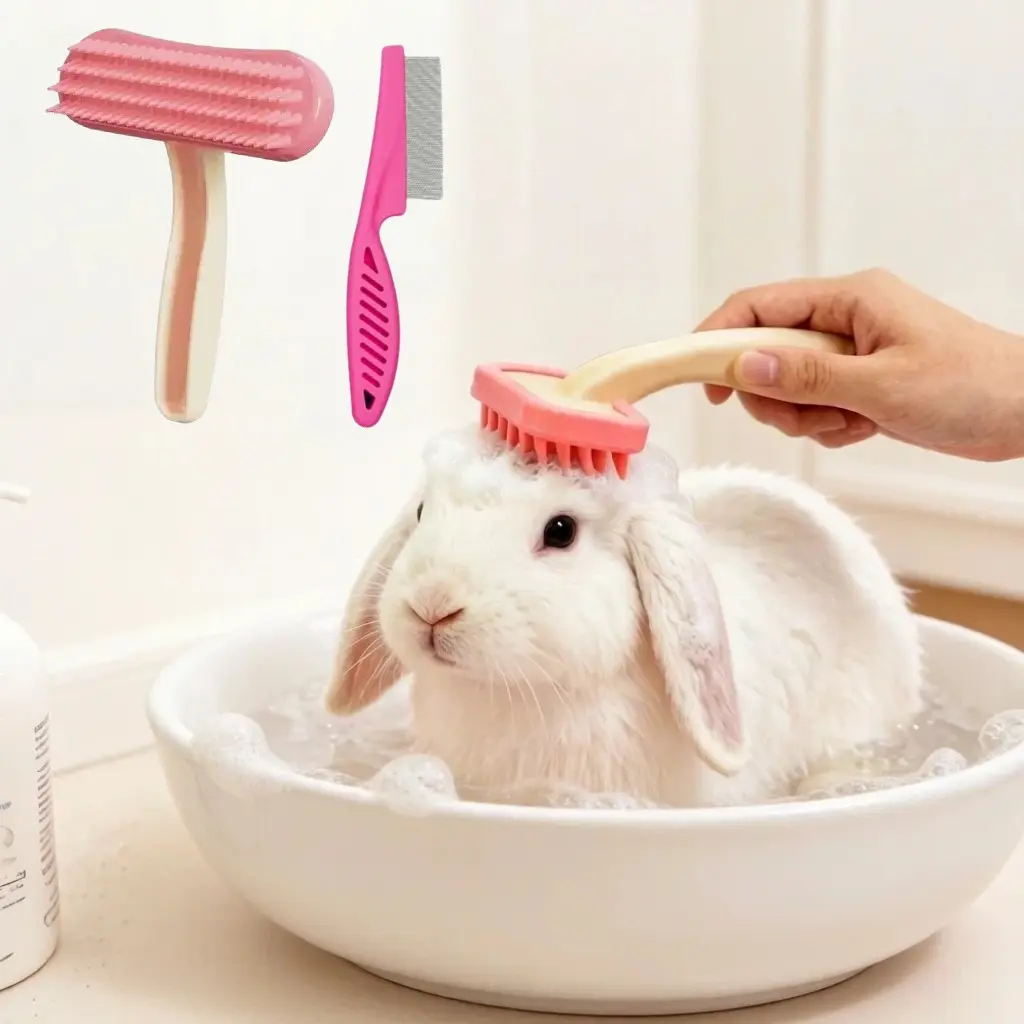 2 Pack Rabbit Grooming Kit, Rabbit Brush for Shedding & Massage, Pet Combs for Hamster, Guinea Pig & Rabbit, Essential Grooming Tools