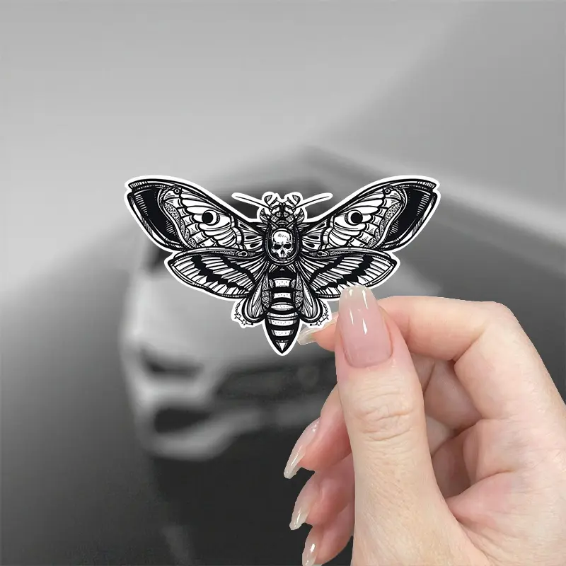 Realistic Hawk Moth Skull Stickers - Matte Vinyl Decals with Intricate Insect Designs for Car Windows, Bumpers and Refrigerators, Durable & Easy-to-Apply Window Stickers | Matte Finish | Long-Lasting Adhesive