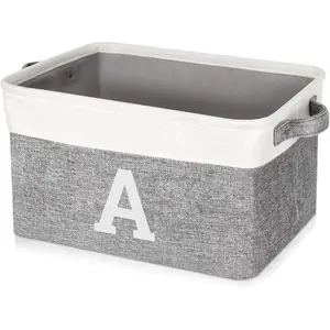 Personalized Gifts Storage Basket Fabric Storage Bins for Shelves, Monogrammed Gifts Storage Baskets for Organizing, Decorative Storage Baskets for Pantry Closet Office Living Room (Letter A)