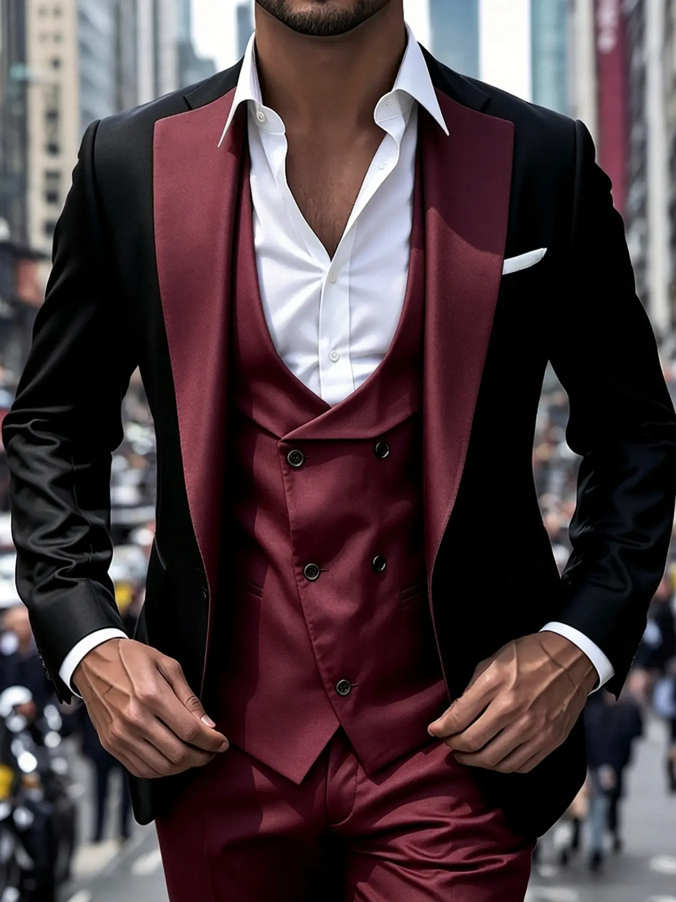 Mens Three Piece Suit Set Mix and Match Blazer Vest Trousers Elegant Office Party Wedding Groomsmen Edition