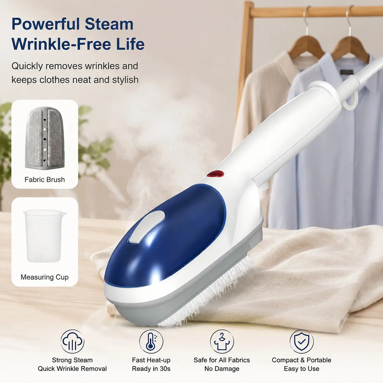 700w Cross-Border Steam Brush, Multi-Functional Two-In-One Steam Iron Brush, 150ML Large Water Tank, Handheld Steamer for Clothes, Home Mini Electric Iron, Powerful Steamer, Hand Held Steamers for Clothes, Clothing Steamer