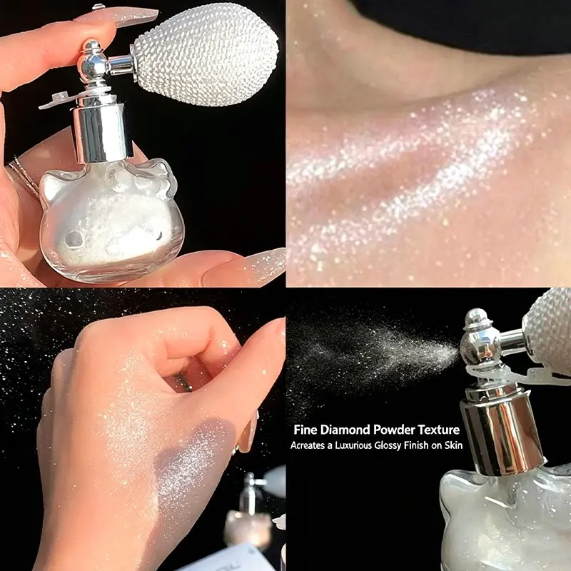 2pc Multi-Use Illuminator Highlighter Spray, Waterproof Shimmer Body Glitter, Buildable Glossy Setting, Party & Daily Use, No Mess Formula