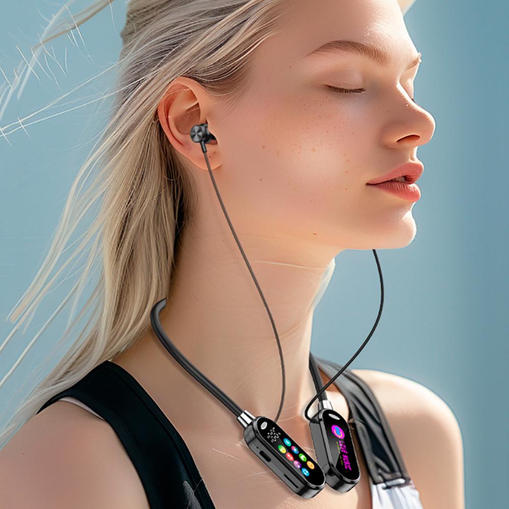 Bluetooth 5.4 Earphones Neckband Headphones Color Screen Wireless Headsets Noise Reduction Earbuds Earphone Monitor audio music video sport