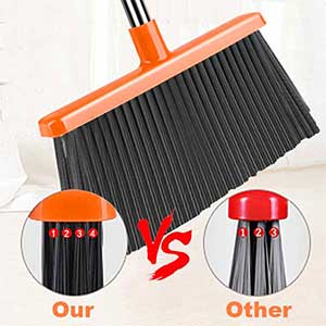 Upgraded broom and dustpan set with automatic cleaning of dustpan teeth, indoor and outdoor sweeping function, for households with dogs, cats and pets.Upright broom and dustpan (gray and orange) Upgraded broom and dustpan set with automatic cleaning of dustpan teeth, indoor and outdoor sweeping function, for households with dogs, cats and pets.Upright broom and dustpan (gray and orange)
