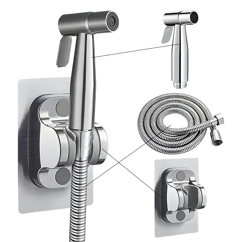 Handheld Bidet Sprayer for Toilet - Modern Bidet Sprayer - Adjustable Toilet Hose Sprayer with 1 Wall Mounts - Stainless Steel Jet Spray Muslim Shower - Hand Held Bidet Bathroom Hose - Leak-Proof & Easy to Install