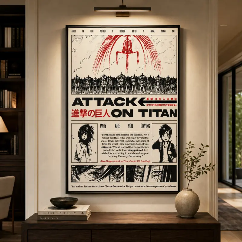 Attack on Titan Anime Poster, Digital Vintage Print, Minimalist Wall Art, Aesthetic Manga Poster, 8K High-Resolution Design, Bedroom Decor, Dorm Room Decor, Gaming Room Decor, Otaku Room Decor, Gift for Anime Fans