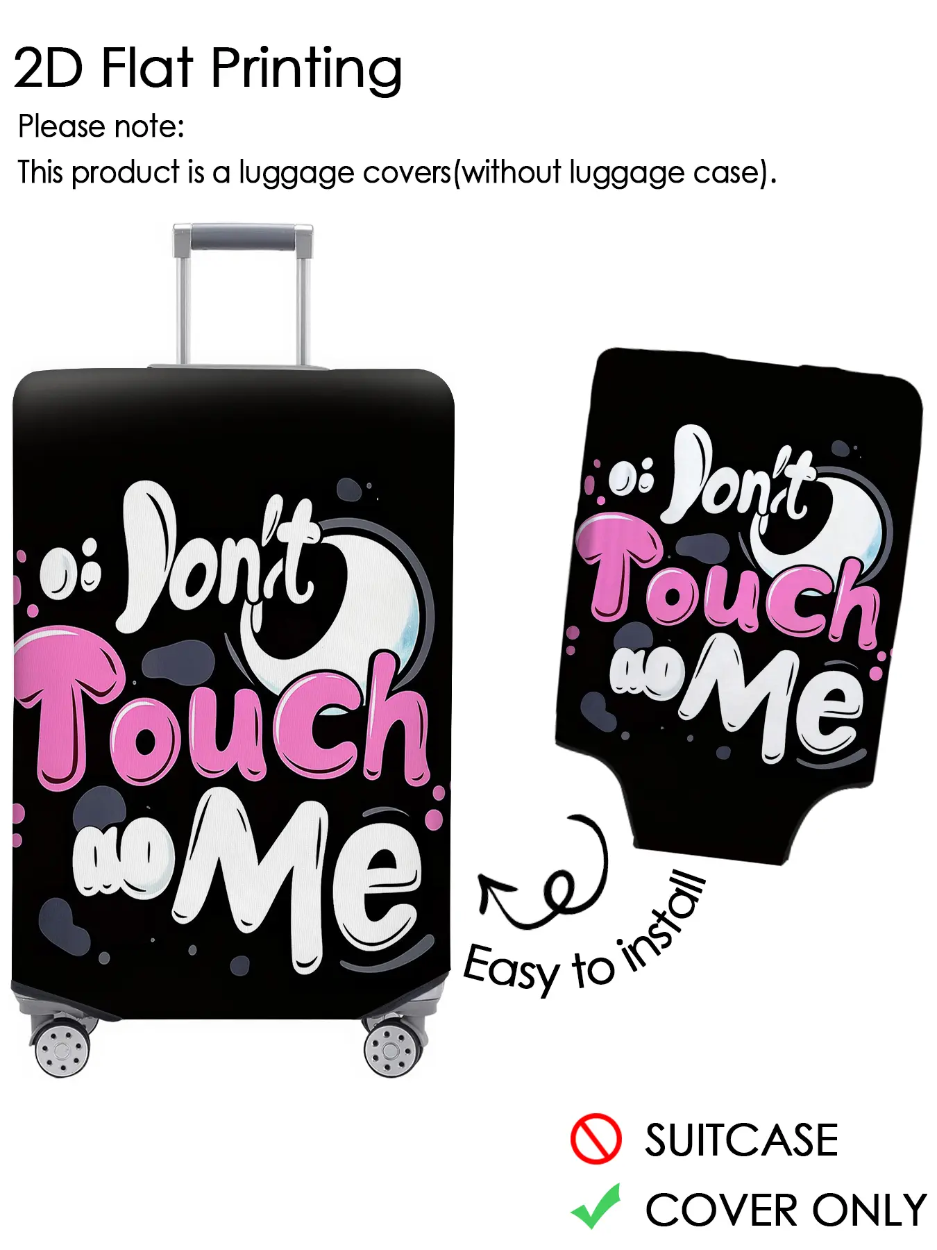 Pink and white English crescent graffiti pattern luggage cover, luggage protection cover, personalized pattern not easily confused, elastic fabric, suitable for 18-32 inch luggage, essential travel accessory, Traveling Essentials