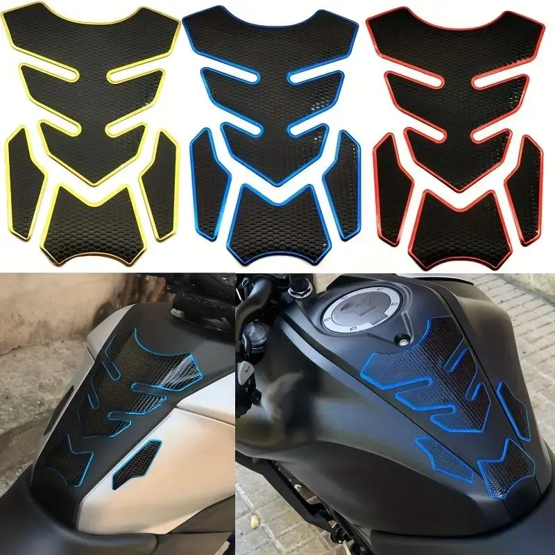 Yitape Motorcycle Fuel Tank Protector, Self-Adhesive Fishbone Design, Durable Shockproof, Customizable Cool Look, Essential Bike Modification