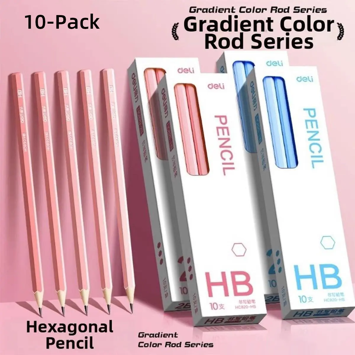 10 Pack Hexagon Wooden Pencils, Artist Pencil Set, HB or 2B Graphite Writing Pencil Set Writing Stationery Smooth Writing Strong Core Easy Sharpen for Drawing Sketching Notes School Office Study Exam Use Back to School Supplies Pencils