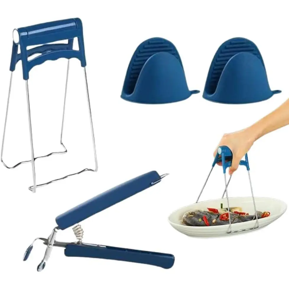 3 Pack Kitchen Tongs Bowl Dish Avoid Scalding Kitchenware Set | Pan Clips Tongs  GlovesKitchen Hot Plate Gripper, Stainless Steel Bowl Clip