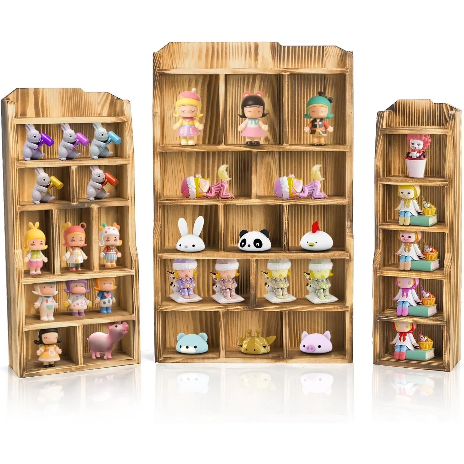3-Pack Durable Lightweight Synthetic Wooden Shadow Box - 27 Compartments, 16x10x2.5 in Rustic Cubby Grid Display Shelf, Wall-Mounted/Freestanding Floating Holder for Collectors’ Figures, Room Decor, 16X10 In