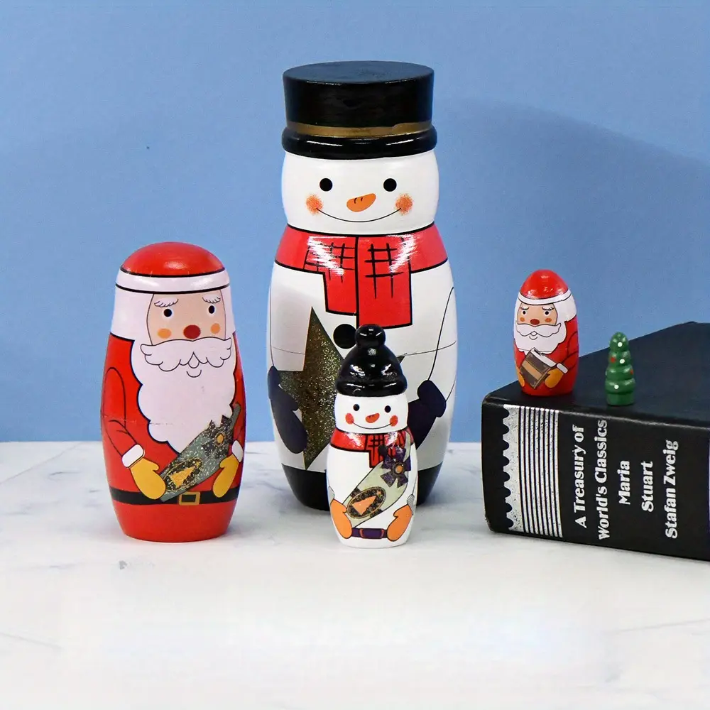 Five layer Russian nesting doll |   Christmas snowman |   Fun wooden painted crafts |   Christmas holiday gifts |   Creative home ornaments and decorations | Children's Day gifts, gifts, toys