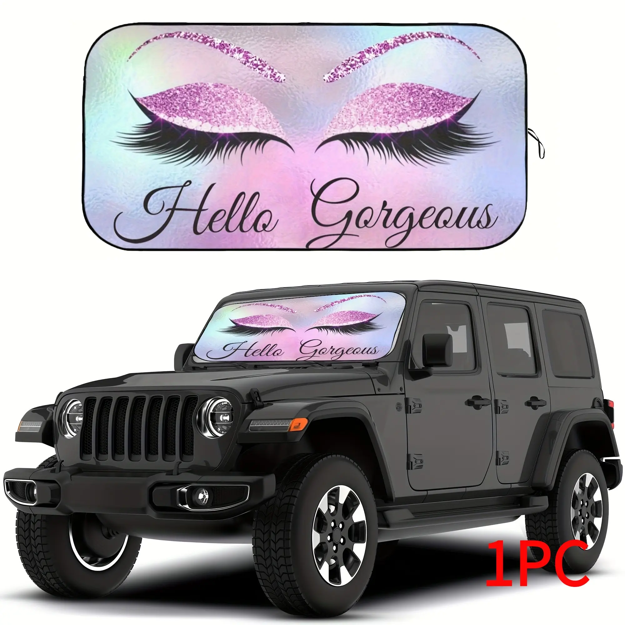 Car Sun Visor with UV Protection, Car Windshield Sunshade, Sunshade for Car Windshield, Portable Windshield Front Window Insulation Cover, Fits Most Cars, Trucks, Suvs, Keeps Car Cool