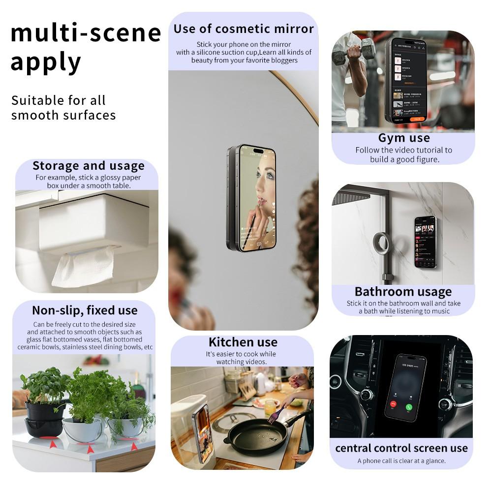 Silicone Suction Cup Double-Sided Holder for iPhone & Android, Strong Grip for Selfies & Videos, Non-Slip, Protective Smartphone Accessory