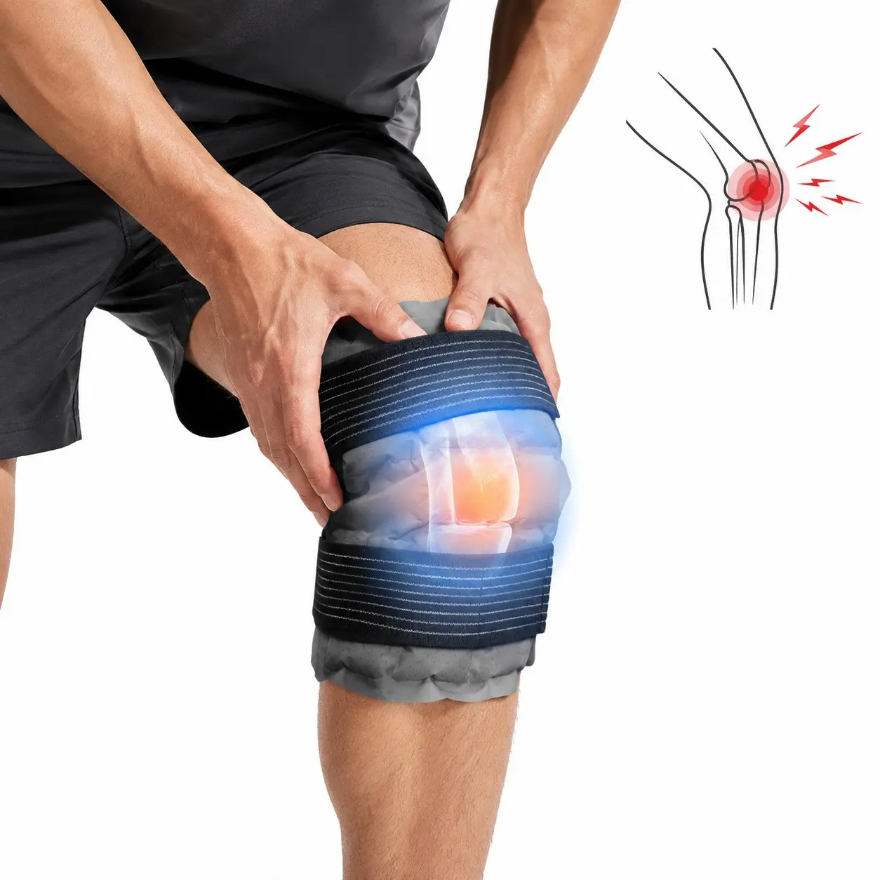 Reusable Knee Ice Wrap, Knee Wraps, Cold Compress, Knee Pain Tool for Women, Men, Athletes, Knee Cold Application, Pain Relief, Sports Recovery