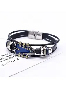 Zinc Alloy Genuine Leather Bracelet, Braided Leather Bracelet with Stainless Steel Clasp
