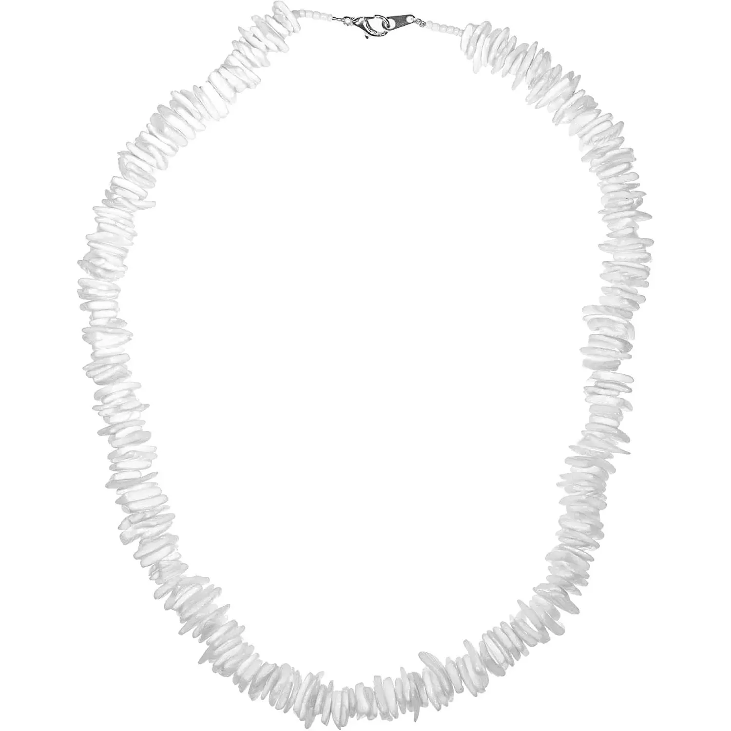 Authentic Philippine Clam Chip Shell Bead Beading Necklace - 6-9mm Hand-Drilled Polished Shells, Order 3-4in Longer Than Neck Size, Secure Lobster Clasp, Sustainable Ocean-Inspired Costume Jewelry