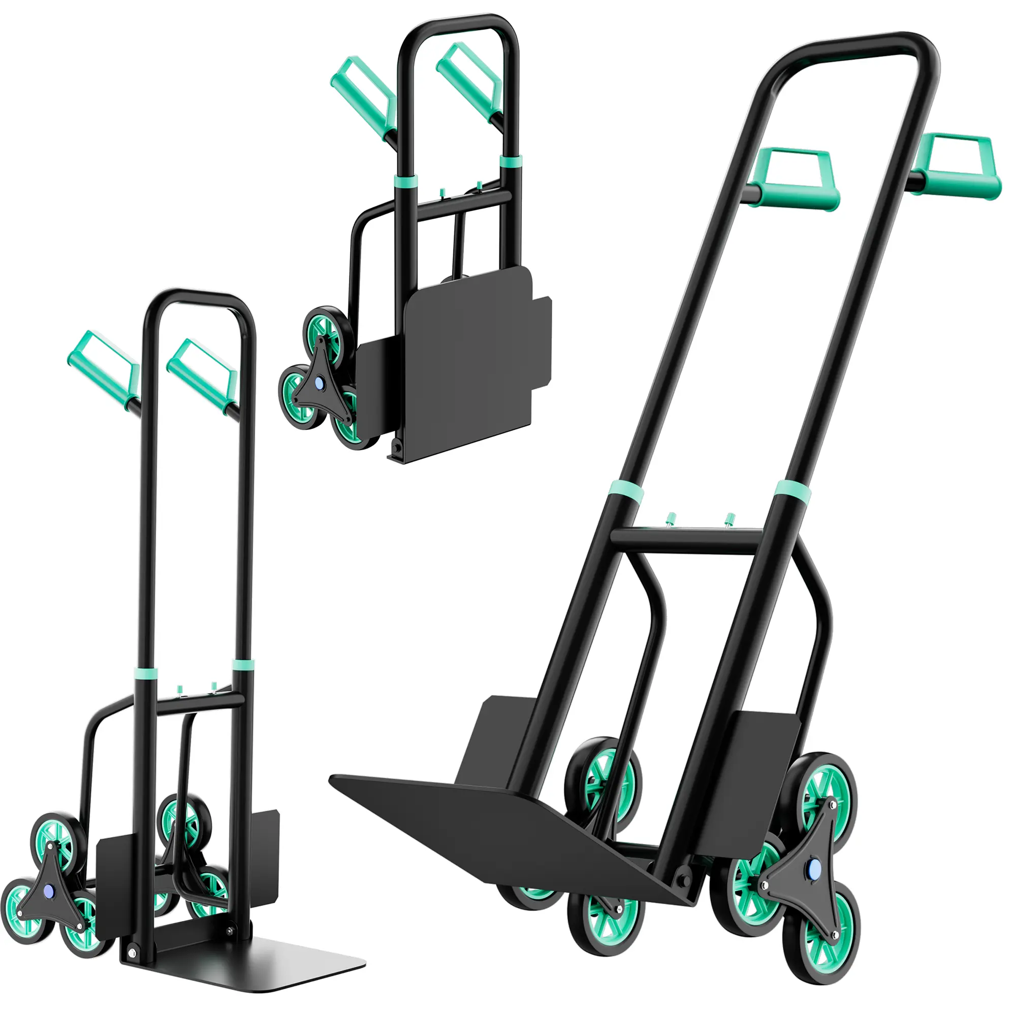 440 LBS Stair Dolly, Hand Truck for Stairs, 6-Wheel Stair Climbing Dolly with Telescoping Handle, Folding Climber Hand Truck Dolly with Telescoping Handle for Moving, Office & Warehouse