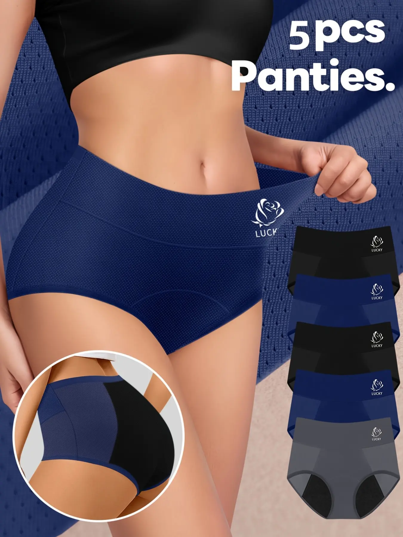 5-Pack Menstrual Triangle Pants, Sporty Honeycomb Mesh Breathable Leak-Proof Underwear, Ideal for Gym and Sports, All Seasons