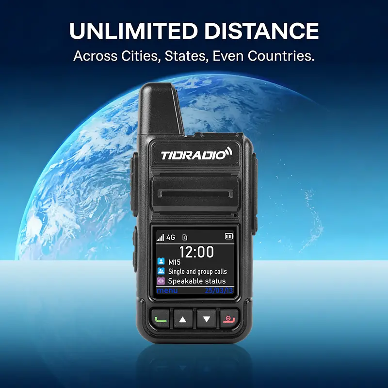 Lifetime Free TIDRADIO M15 Global Walkie Talkies POC Radio PTT Long Range 4G Network 2 Way Radio 3000 mAh battery, 120 hours Long Battery ASE256 Encryption for Teams/Families/Outdoor/Hunting/Logistics/Fleets/Construction/Security/Hotels