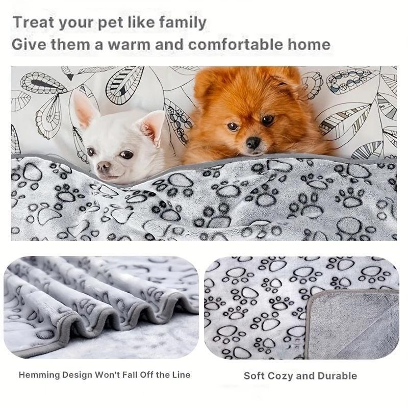 Paw Print Pet Blanket, 1pc Soft Warm Pet Blanket, Pet Supplies for Dogs & Cats, Perfect for Napping, Travel, and Pet Care