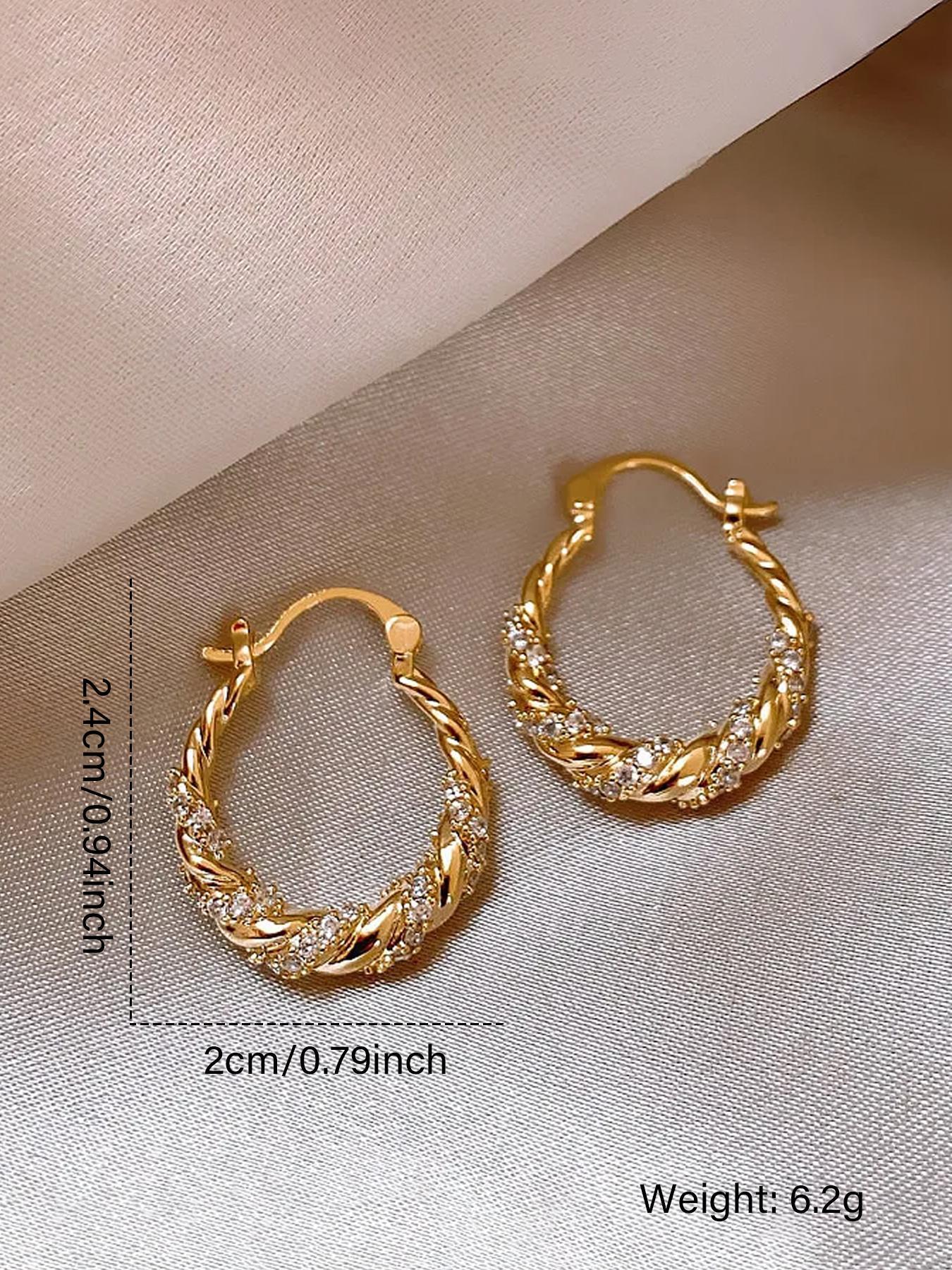 Women's Elegant Twist Design Hoop Earrings, High Quality Earrings, Fashion Jewelry for Party, Everyday Accessories, Trendy All-match & Exquisite Jewelry for Birthday Gift