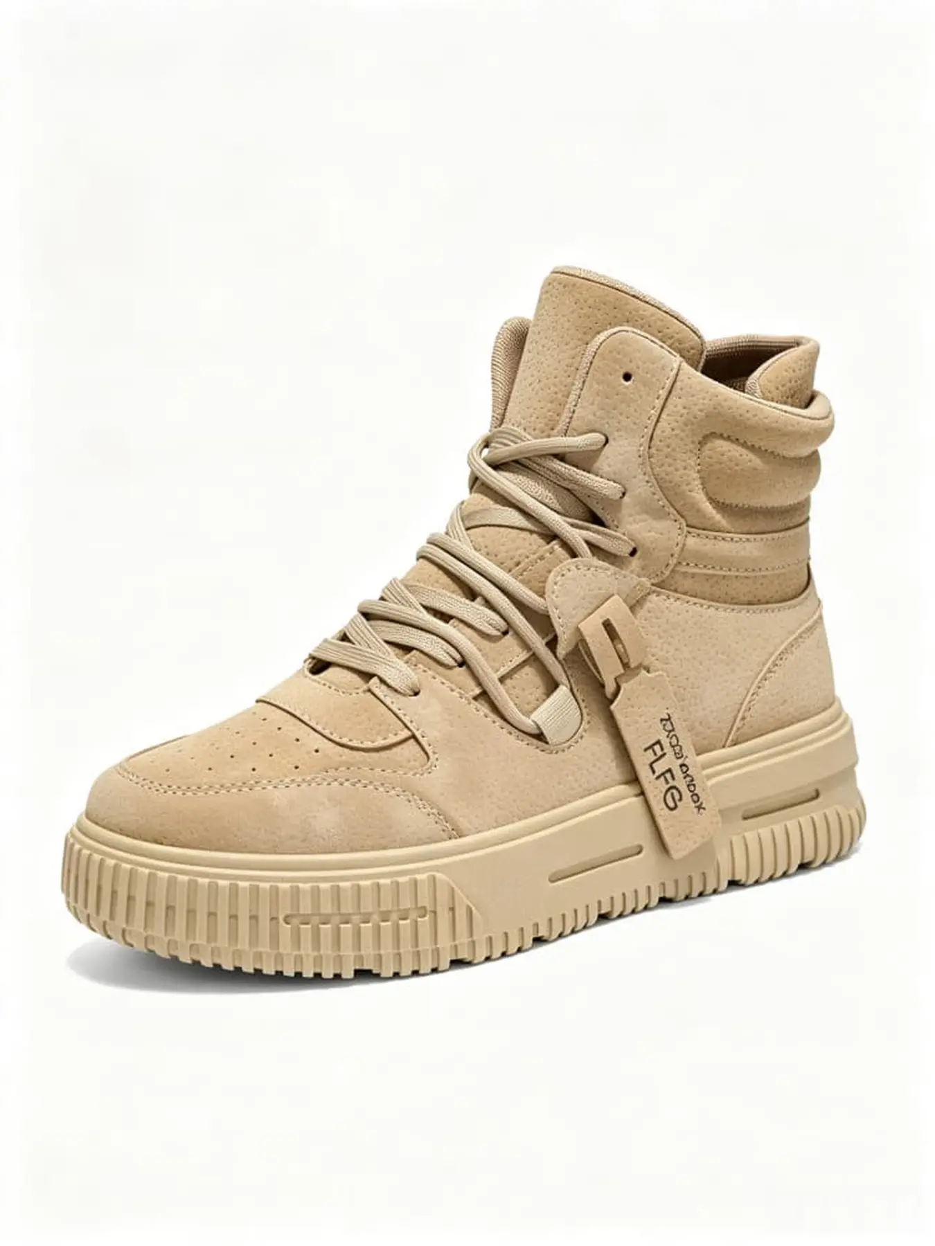 Men's Techwear Workwear High Top Casual Sneakers, Versatile For Daily Commute & Street Style, Elevated Thick Sole, Anti-slip Wear-resistant
