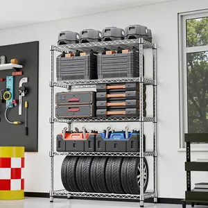 Steel Storage Shelving 5-Tier Utility Shelving Unit Steel Organizer Wire Rack for Home,Kitchen,Office,Garage, 1750 LBS Capacity 17.7" D x 47.2" W x 72.4" H